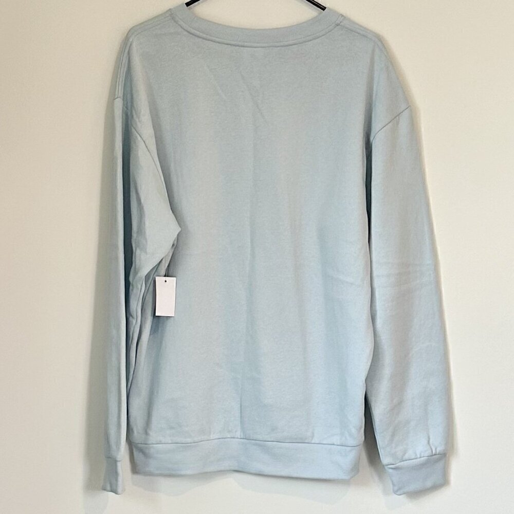 NWT Designs Untitled Sweatshirt Blue Pink Flower Smiley Face - Size XL - Picture 7 of 7